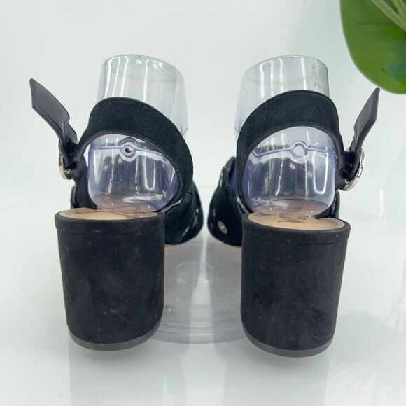 Sam Edelman Seana Women's 8.5 Suede Leather Grommet Scalloped Slingback Sandals - Picture 5 of 13